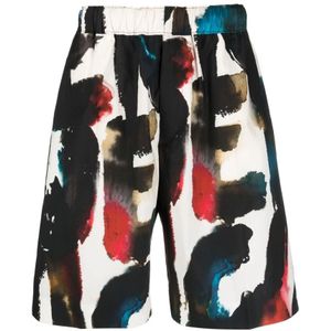 Alexander McQueen, Korte broeken, Heren, Veelkleurig, S, Katoen, Logo-Print Shorts Multi Colour