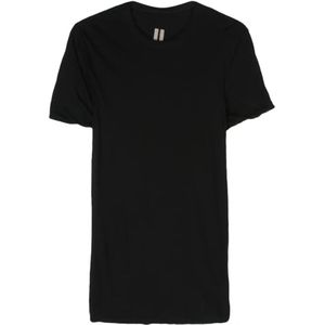 Rick Owens, Tops, Heren, Zwart, S, Katoen, Zwarte gelaagde katoenen T-shirt