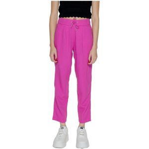 Only, Broeken, Dames, Roze, XL, Linnen, Linnen Poptrash Broek Lente/Zomer Collectie