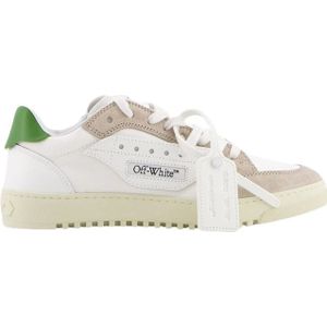 Off White, Schoenen, Dames, Wit, 36 EU, Leer, Vintage-geïnspireerde witte en groene sneakers