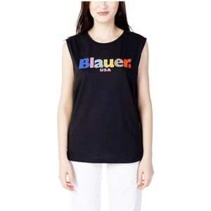 Blauer, Tops, Dames, Zwart, XS, Dames Mouwloos Print T-shirt