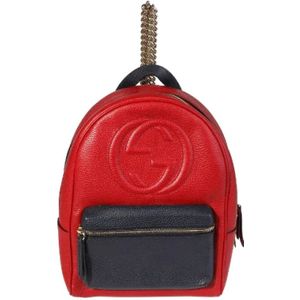Gucci Vintage, Pre-owned, Dames, Rood, ONE Size, Leer, Pre-owned Leather backpacks