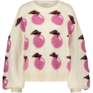 Fabienne Chapot, Truien, Dames, Veelkleurig, XS, Katoen, Appel Print Pullover met Ronde Hals