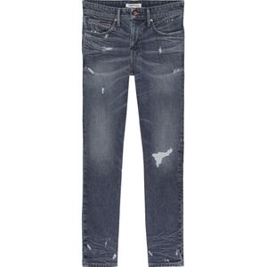 Tommy Jeans, Jeans, Heren, Blauw, W30 L30, Denim, Versleten Slim-fit Denim Jeans