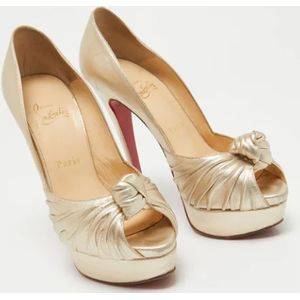 Christian Louboutin Pre-owned, Pre-owned, Dames, Geel, 38 EU, Tweedehands leren hakken