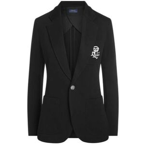 Polo Ralph Lauren, Jassen, Dames, Zwart, M, Katoen, Dubbel Gebreid Jacquard Blazer Jas