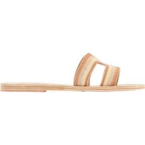 Ancient Greek Sandals, Handgemaakte Leren Multikleur Sandalen Geel, Dames, Maat:39 EU