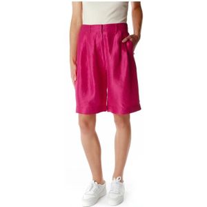 Munthe, Korte broeken, Dames, Roze, S, Hoge taille klassieke shorts met riemlussen