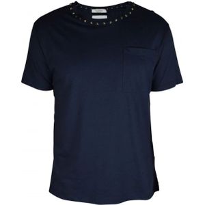 Valentino Garavani, Tops, Heren, Blauw, L, Katoen, Blauwe Rockstud Untitled T-shirt