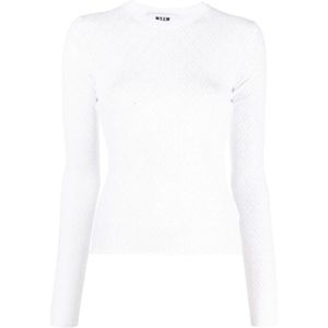 Msgm, Blouses & Shirts, Dames, Wit, S, Polyester, Stijlvolle Sweater Mix