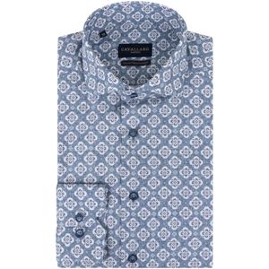 Cavallaro, Overhemden, Heren, Veelkleurig, 4Xl, Katoen, Blauw Business Overhemd met Wide Spread Kraag