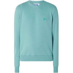 Jacob Cohën, Sweatshirts & Hoodies, Heren, Blauw, L, Logo Sweater Zeegroen/Blauw Regular Fit