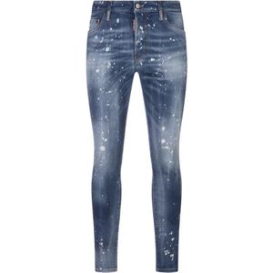 Dsquared2, Jeans, Heren, Blauw, 2Xs, Denim, Blauwe Skinny Jeans Medium Wassing