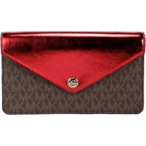 Michael Kors, Accessoires, Dames, Veelkleurig, ONE Size, Leer, Crimson Small Flap Clutch Crossbody Tas