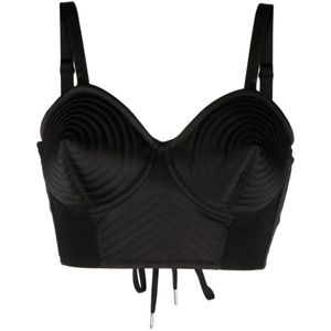 Jean Paul Gaultier, Conische Korset Crop Top Zwart, Dames, Maat:S