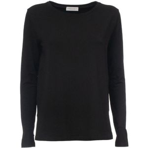 Le Tricot Perugia, Comfort Fit Longsleeve T-Shirt Zwart, Dames, Maat:M