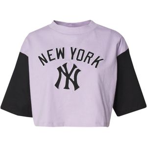 New Era, Yankees MLB Lifestyle Paarse Crop Tee Paars, Dames, Maat:M