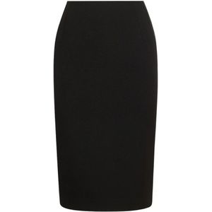 Versace, Zwarte wollen rok met hoge taille Zwart, Dames, Maat:S