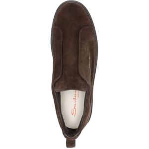 Santoni, Schoenen, Heren, Bruin, 42 EU, Suède, Bruine Suède Slip-On Sneakers