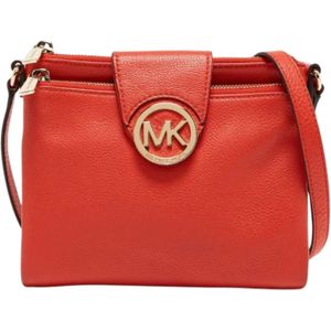 Michael Kors Pre-owned, Tweedehands leren schoudertassen Oranje, Dames, Maat:ONE Size