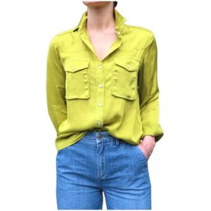 Mason's, Satijnen Safari Blouse Groen, Dames, Maat:S