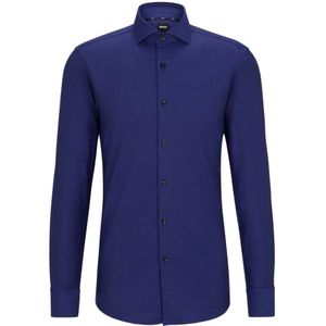 Hugo Boss, Overhemden, Heren, Blauw, 2Xl, Katoen, Slim Fit Katoenen Twill Overhemd in Blauw
