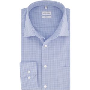 Seidensticker, Overhemden, Heren, Blauw, XL, Katoen, Blauw geruite overhemdjurk met katoenen materiaal