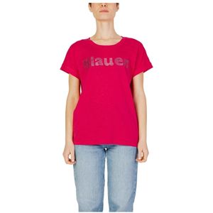 Blauer, Tops, Dames, Roze, XL, Katoen, Paarse Katoenen Korte Mouw T-shirt