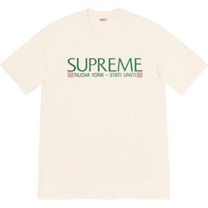 Supreme, Tops, Heren, Beige, XL, Beperkte oplage New York Tee Natuurlijk