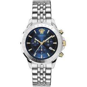 Versace, Chrono Signature Chronograaf Stalen Armband Horloge Grijs, Heren, Maat:ONE Size