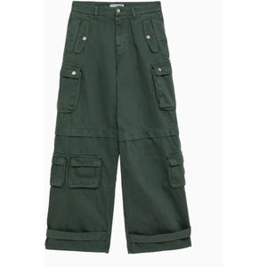 Icon Denim, Rosalia Cargo Broek in Effen Kleur Denim Groen, Dames, Maat:W23