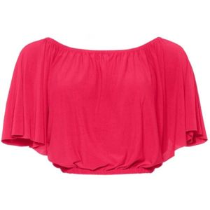Dolce & Gabbana, Blouses & Shirts, Dames, Roze, M, Solal Cropped Top - Koraalroze Stretch Blouse