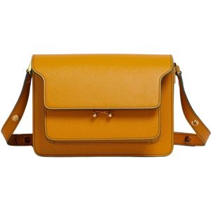 Marni, Tassen, Dames, Oranje, ONE Size, Leer, Saffiano lederen medium trunk tas