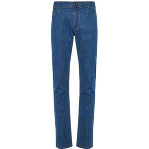 Canali, Jeans, Heren, Blauw, 3Xl, Denim, Slim-Fit Denim Jeans