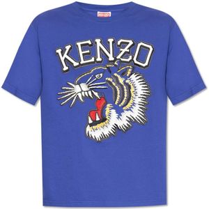Kenzo, T-shirt met logo Blauw, Heren, Maat:S