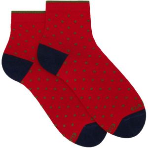 Gallo, Ondergoed, Dames, Veelkleurig, S, Katoen, Rode gestippelde korte katoenen sokken