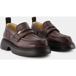 Ganni, Schoenen, Dames, Bruin, 38 EU, Leer, Chocolade Loafers - Synthetisch Leer - 3cm Hak