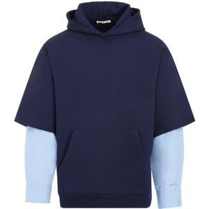 Marni, Sweatshirts & Hoodies, Heren, Blauw, L, Katoen, Blauwe Katoenen Sweatshirt met Capuchon