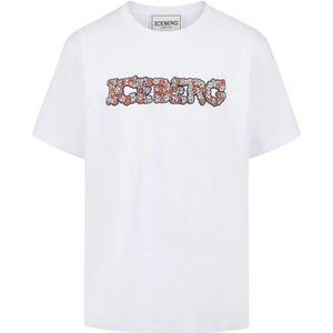 Iceberg, Tops, Heren, Wit, 3Xl, Katoen, T-shirt met bloemenlogo