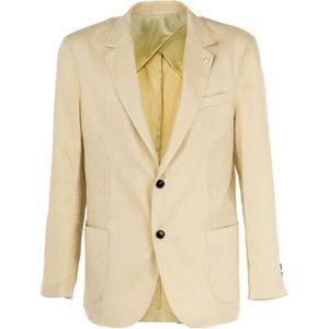 Liu Jo, Jassen, Heren, Beige, 2Xl, Linnen, Elegante Linnen Blazer Zomer Heren