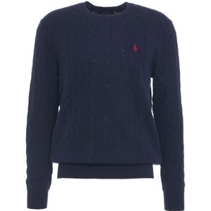 Ralph Lauren, Truien, Heren, Blauw, XL, Wol, Blauwe Gebreide Trui Aw 24 Handwas