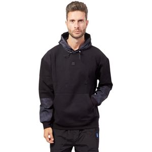 Hugo Boss, Sweatshirts & Hoodies, Heren, Zwart, S, Katoen, Zwarte Katoenen Hoodie met Verstoord Logo