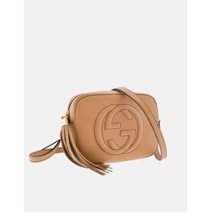 Gucci, Tassen, Dames, Bruin, ONE Size, Leer, Soho Bandolier Camel Leren Tas