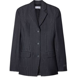 Off White, Jassen, Dames, Grijs, S, Grijze Pinstripe Blazer