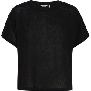 b.young, Blouses & Shirts, Dames, Zwart, 2Xl, Polyester, Zwart shirt met korte mouw