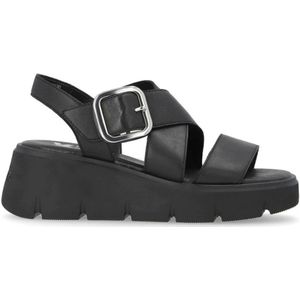 Rieker, Schoenen, Dames, Zwart, 40 EU, Zwarte Casual Platte Open Sandalen