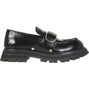 Alexander McQueen, Schoenen, Heren, Zwart, 41 EU, Leer, Zwart Zilver Leren Zool Schoen