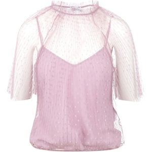 RED Valentino, Lila Tule Blouse Roze, Dames, Maat:M