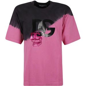 Dolce & Gabbana, Tops, Heren, Roze, S, Katoen, Casual Upgrade T-Shirt voor Mannen