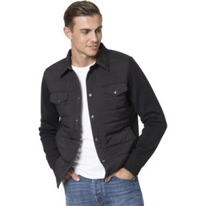 Gran Sasso, Zwarte Bi-Materiaal Jas Shirt Zwart, Heren, Maat:L